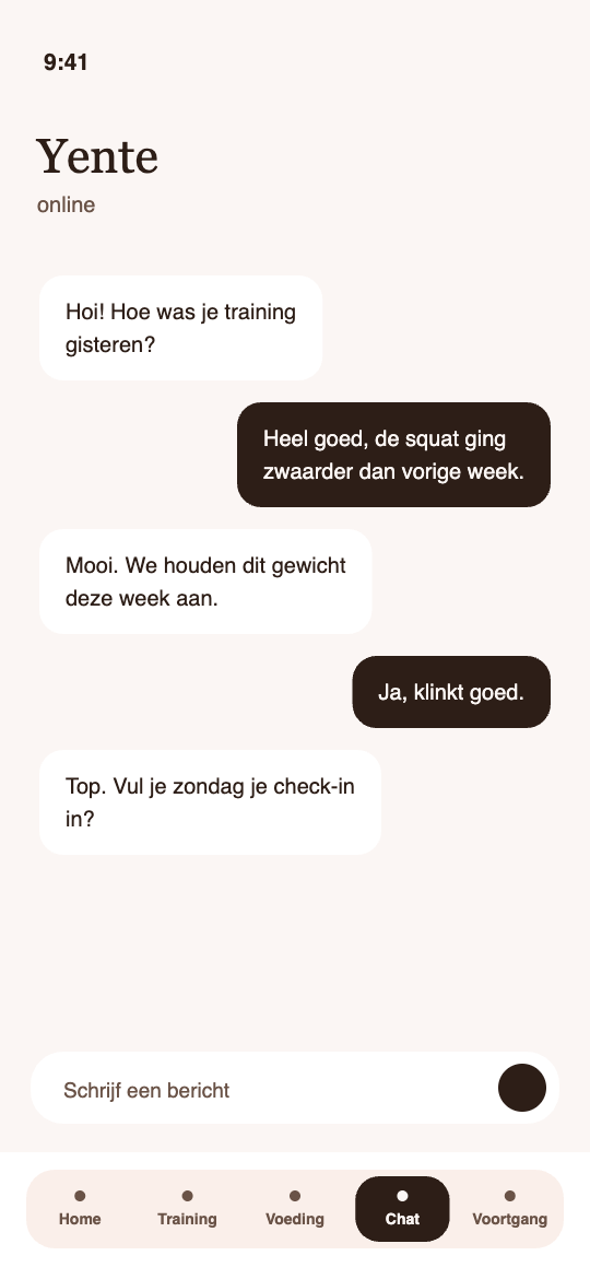 Schermafbeelding Become You-app, chat: korte lijn met mij